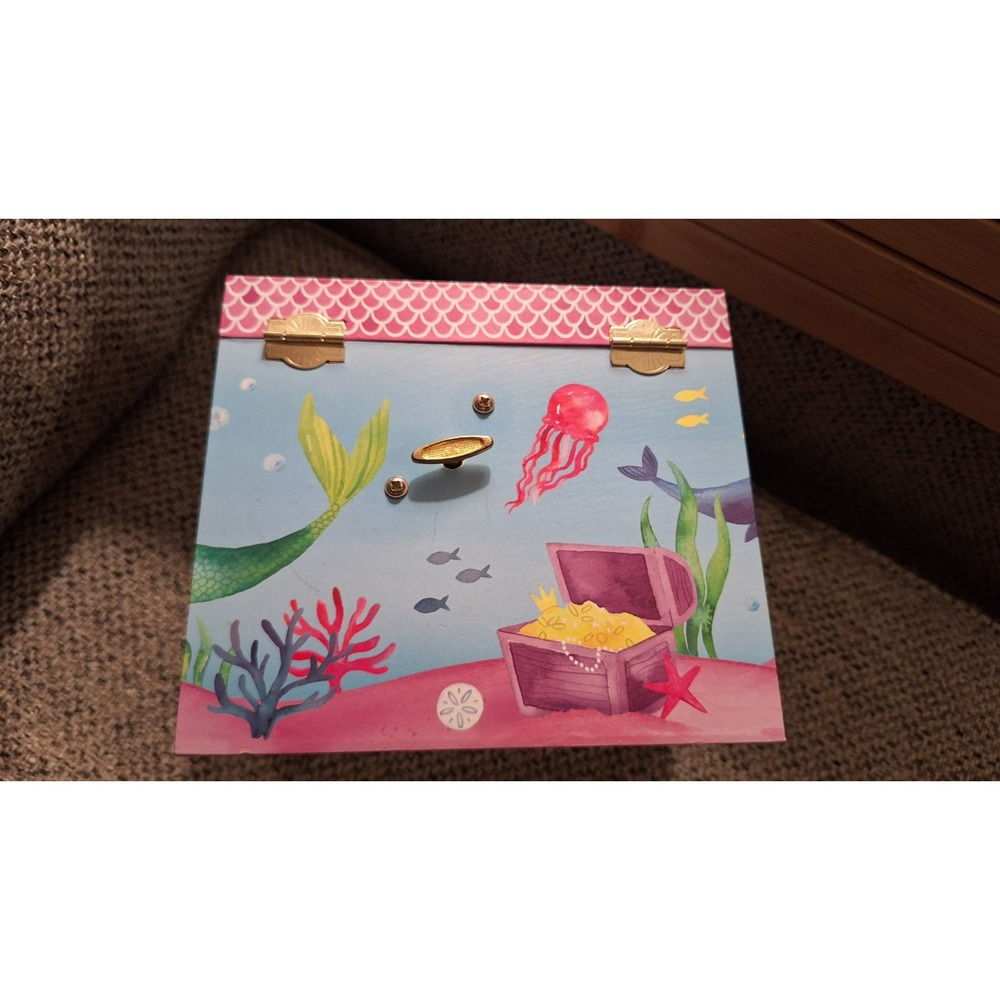 Little Girls Musical Jewelry Box 3 Drawers, Mermaid Design Gifts for Girls - Picture 9 of 14